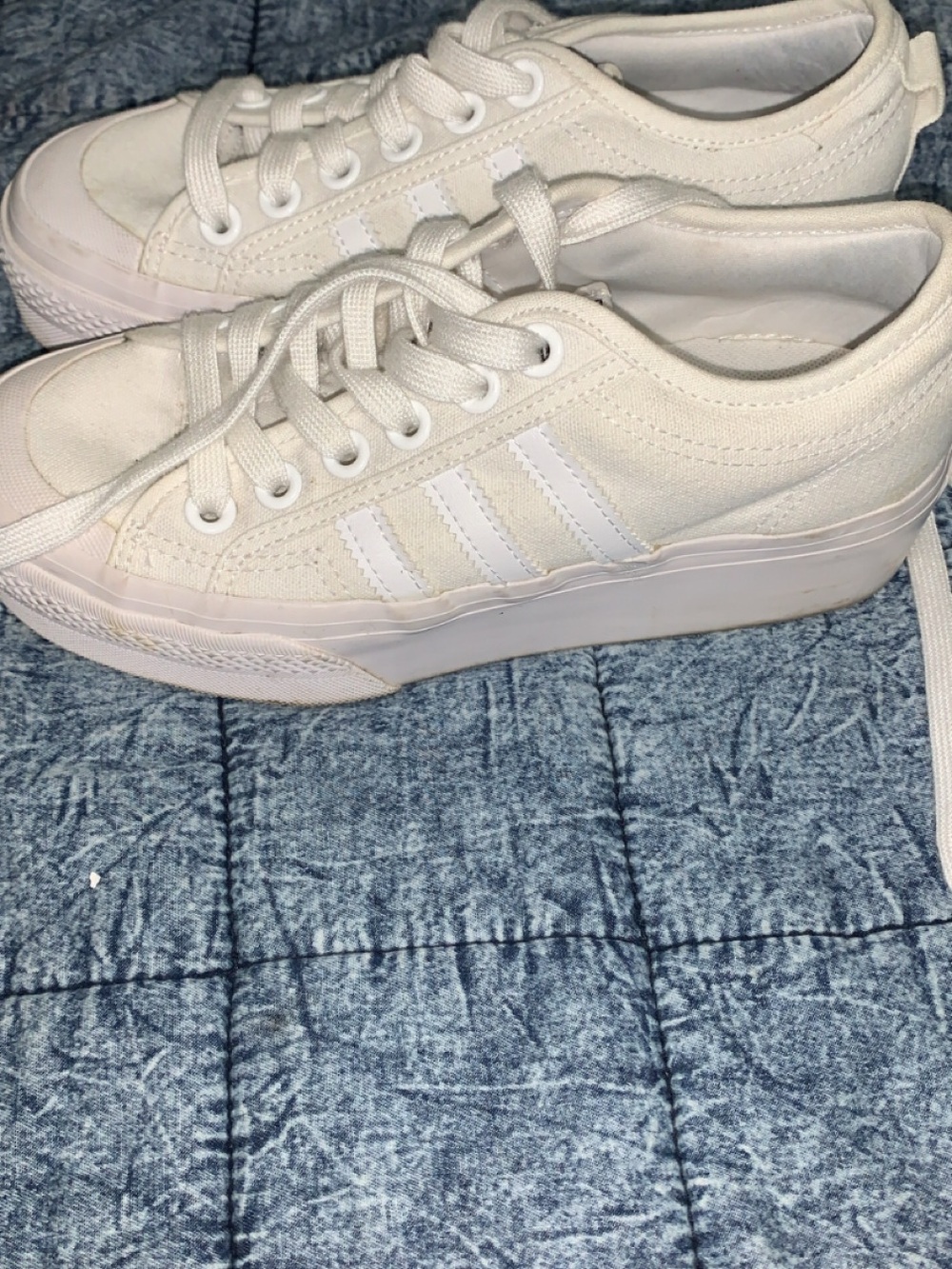 Adidas Women's White Platform Canvas Sneakers size 5.5 good condition